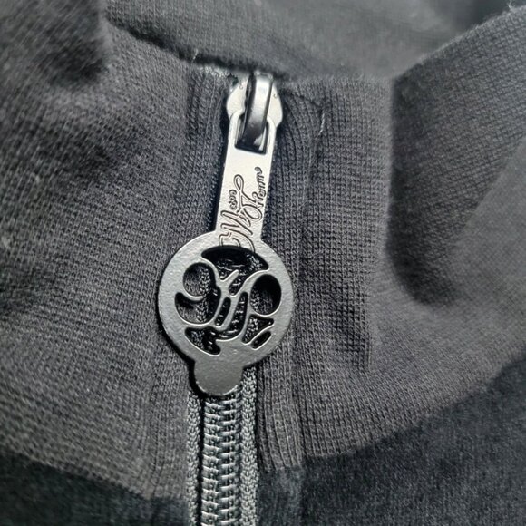 MECCA Femme Y2K Velour Jacket Women's XL Black Full Zip Fleur-de-lis Lightweight - Picture 4 of 9